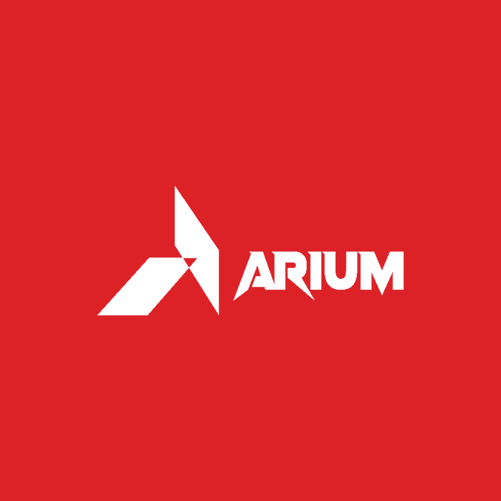 Arium logo in white on Competitive Red — primary brand-colour variant