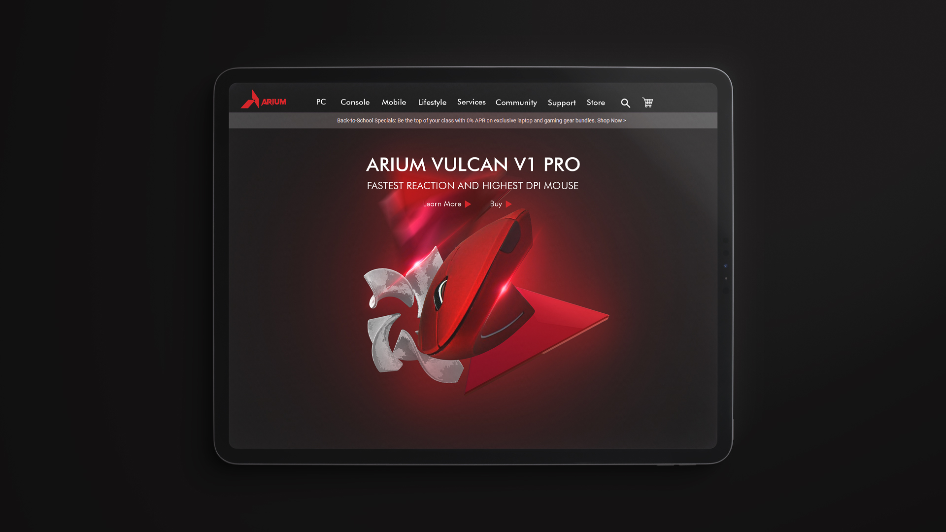 ARIUM branded gaming tablet