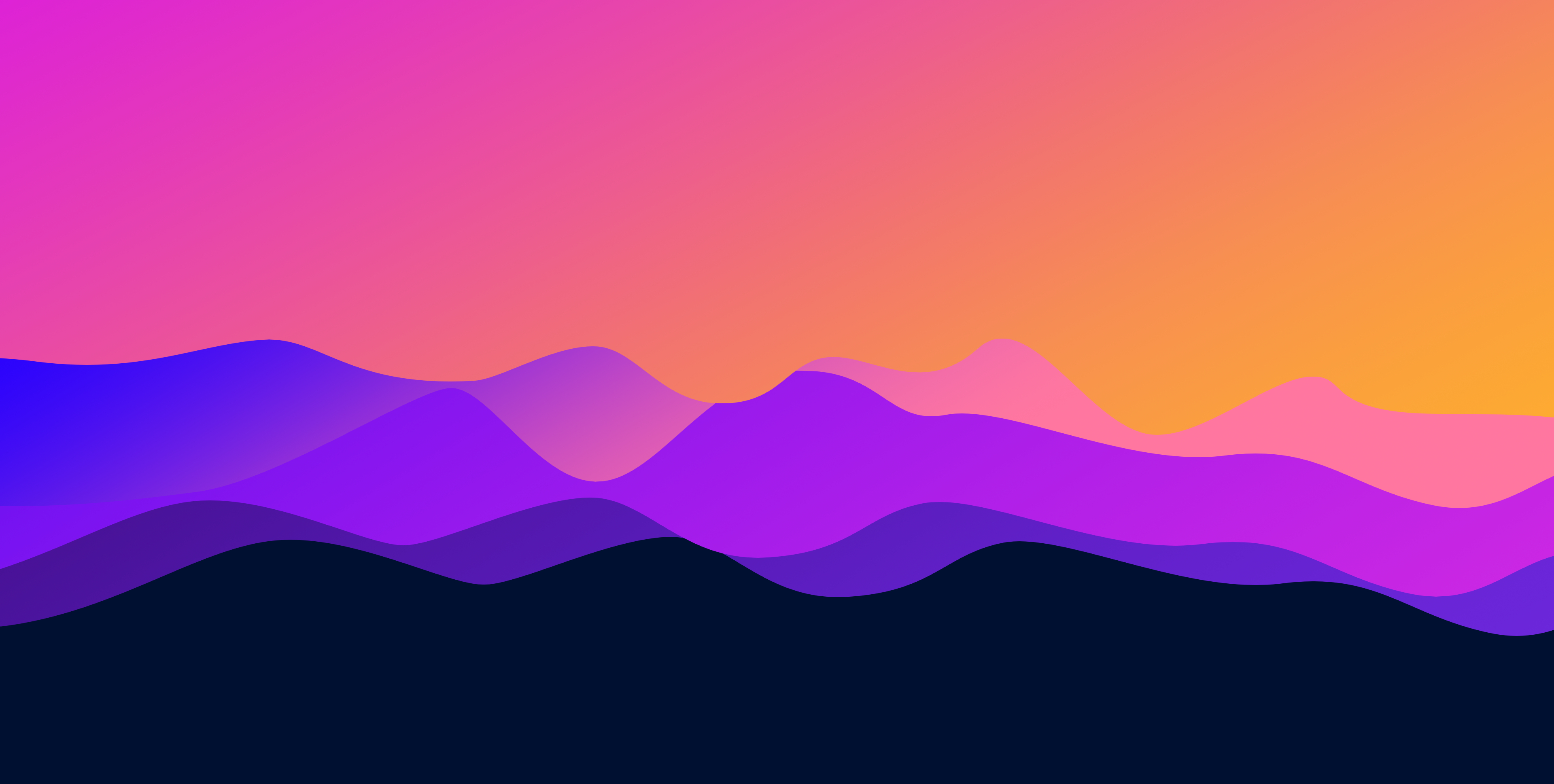BeCalm brand gradient mountain artwork — pink to purple to navy