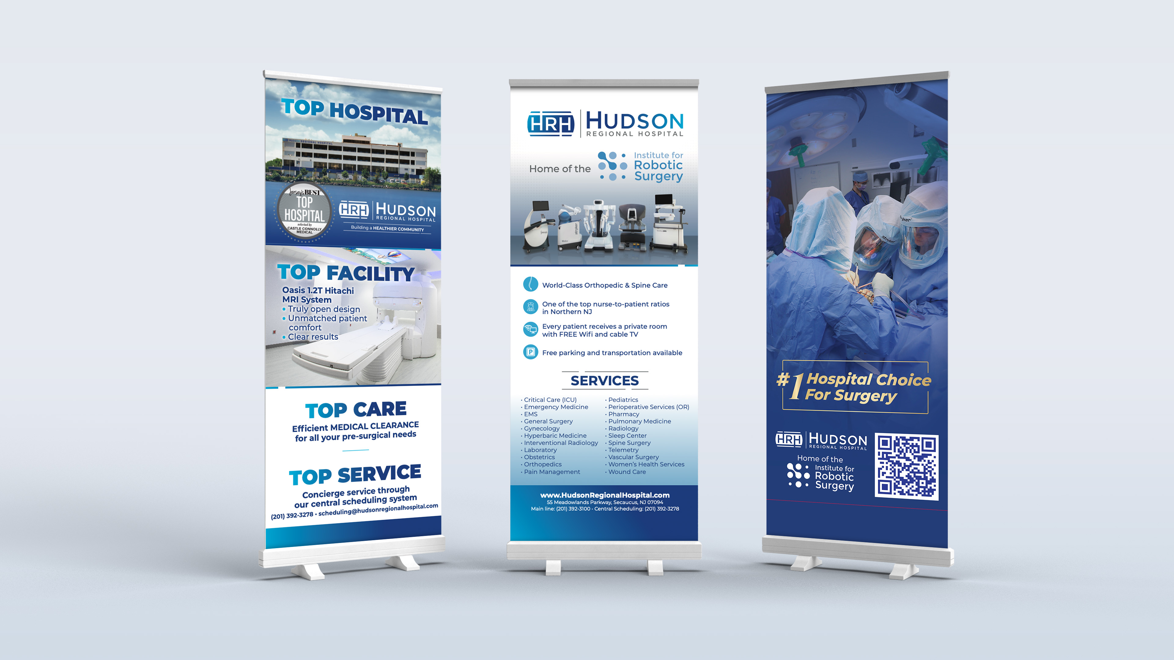 Hudson Regional Hospital event pull-up banners — community outreach displays