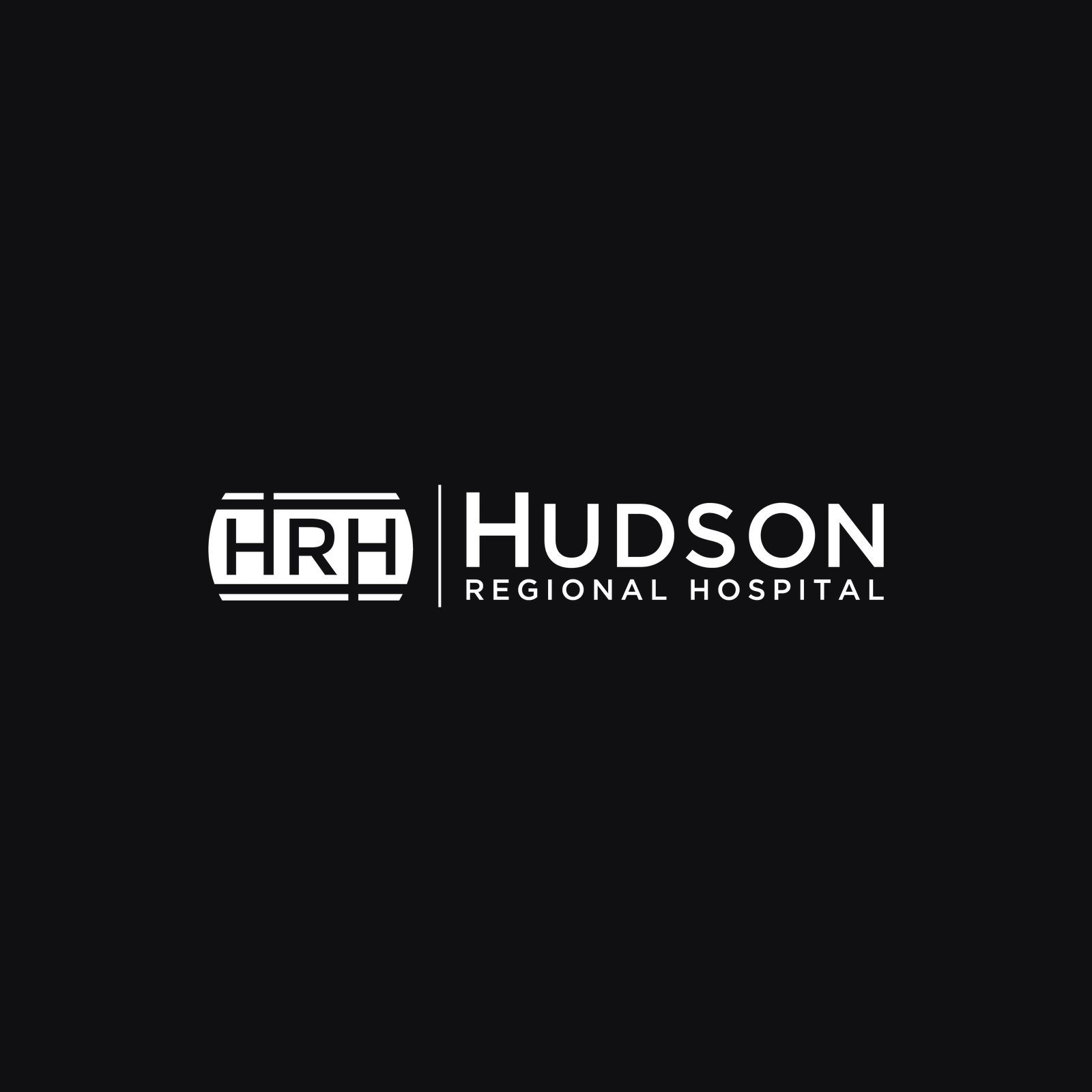 Hudson logo in white on black — knockout variant for dark surfaces