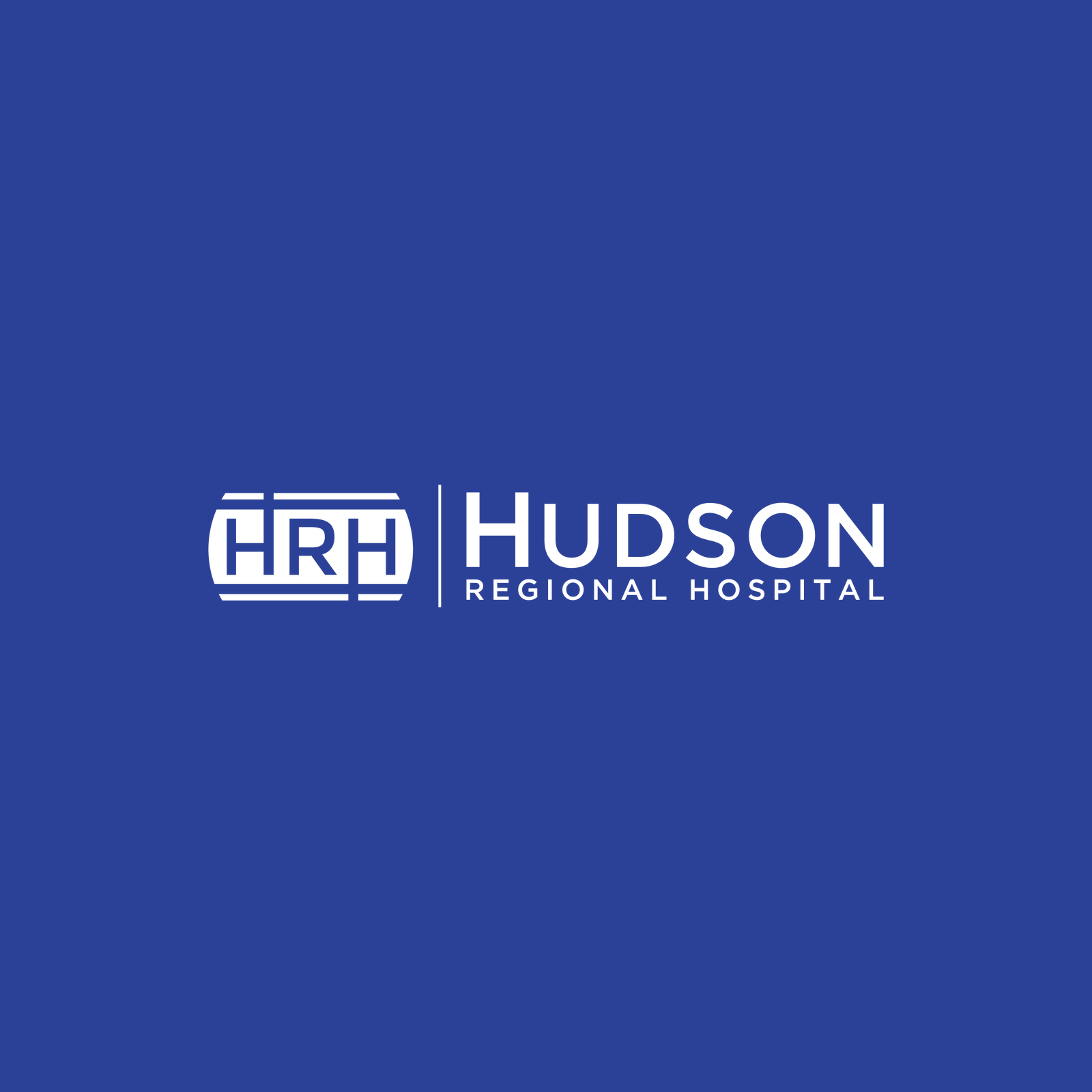 Hudson logo in white on Hudson Blue — primary brand-colour variant