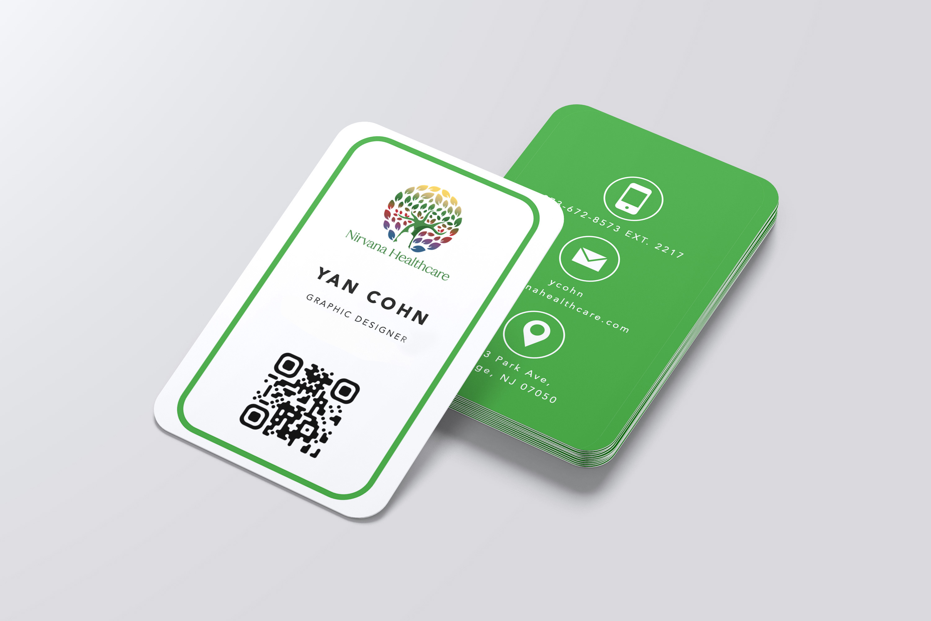 Nirvana Healthcare business cards alternate layout