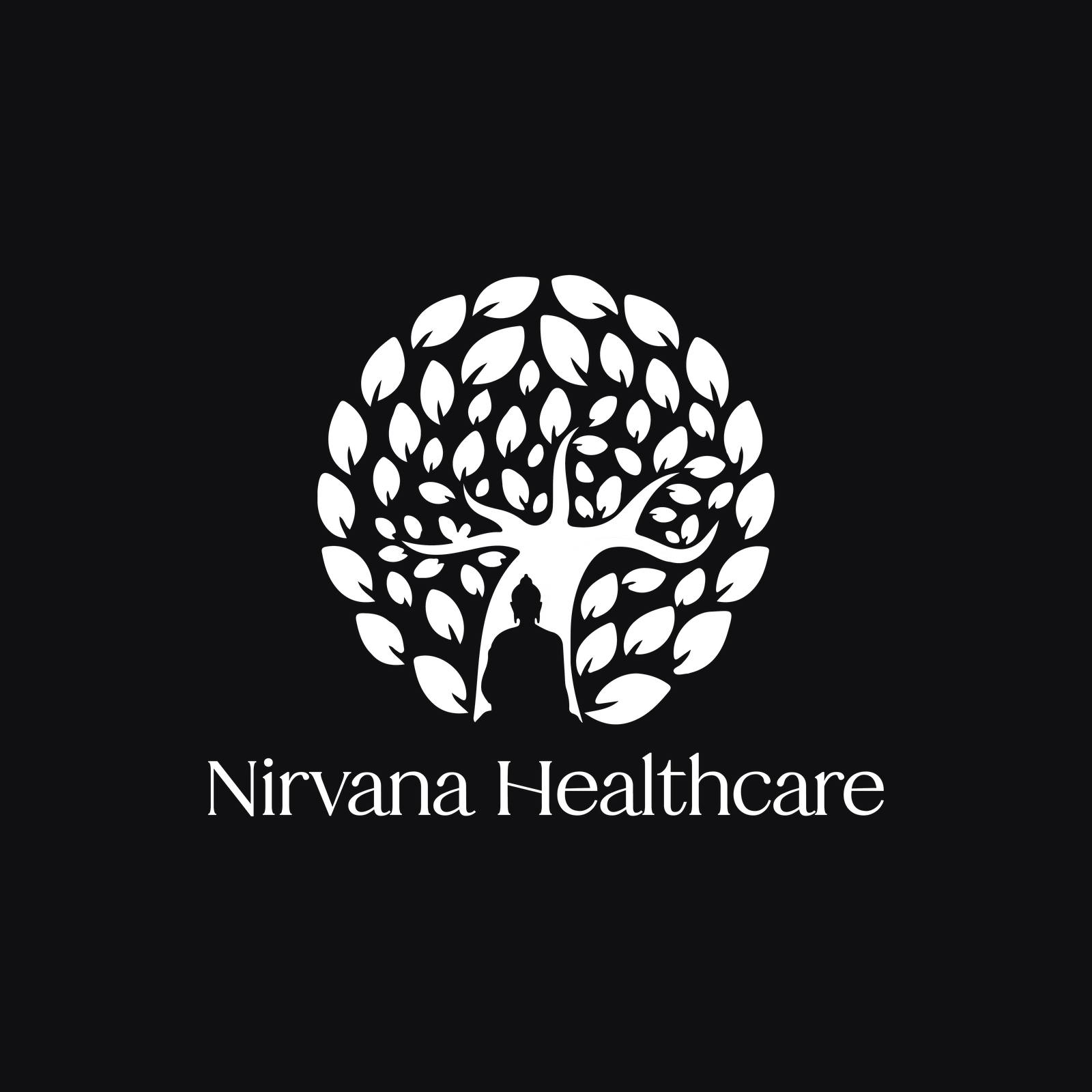 Nirvana logo in white on black — knockout variant for dark surfaces