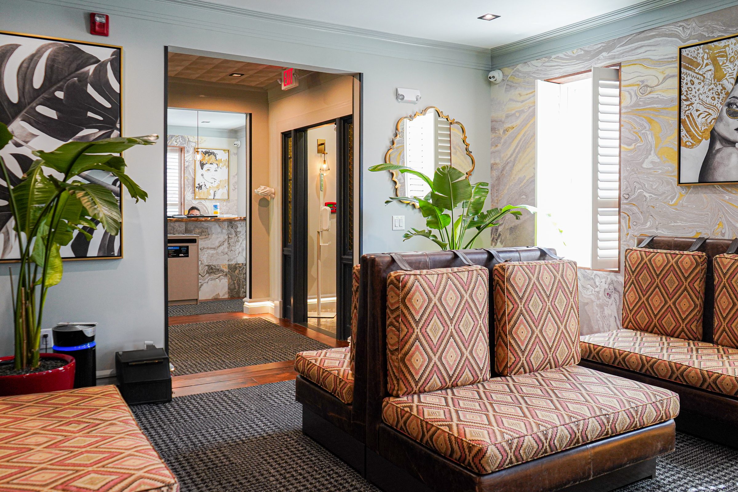Designer waiting room at a Nirvana Healthcare clinic, photographed on location