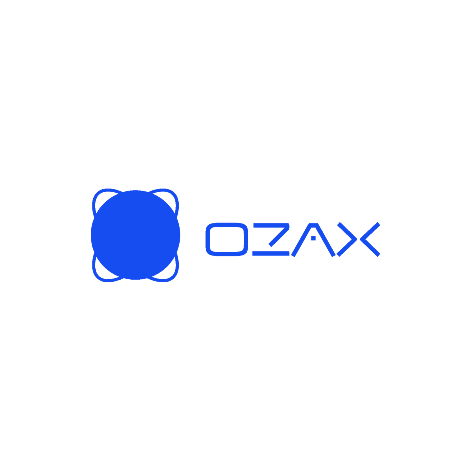 Ozax logo in brand colour on light backdrop — reverse variant