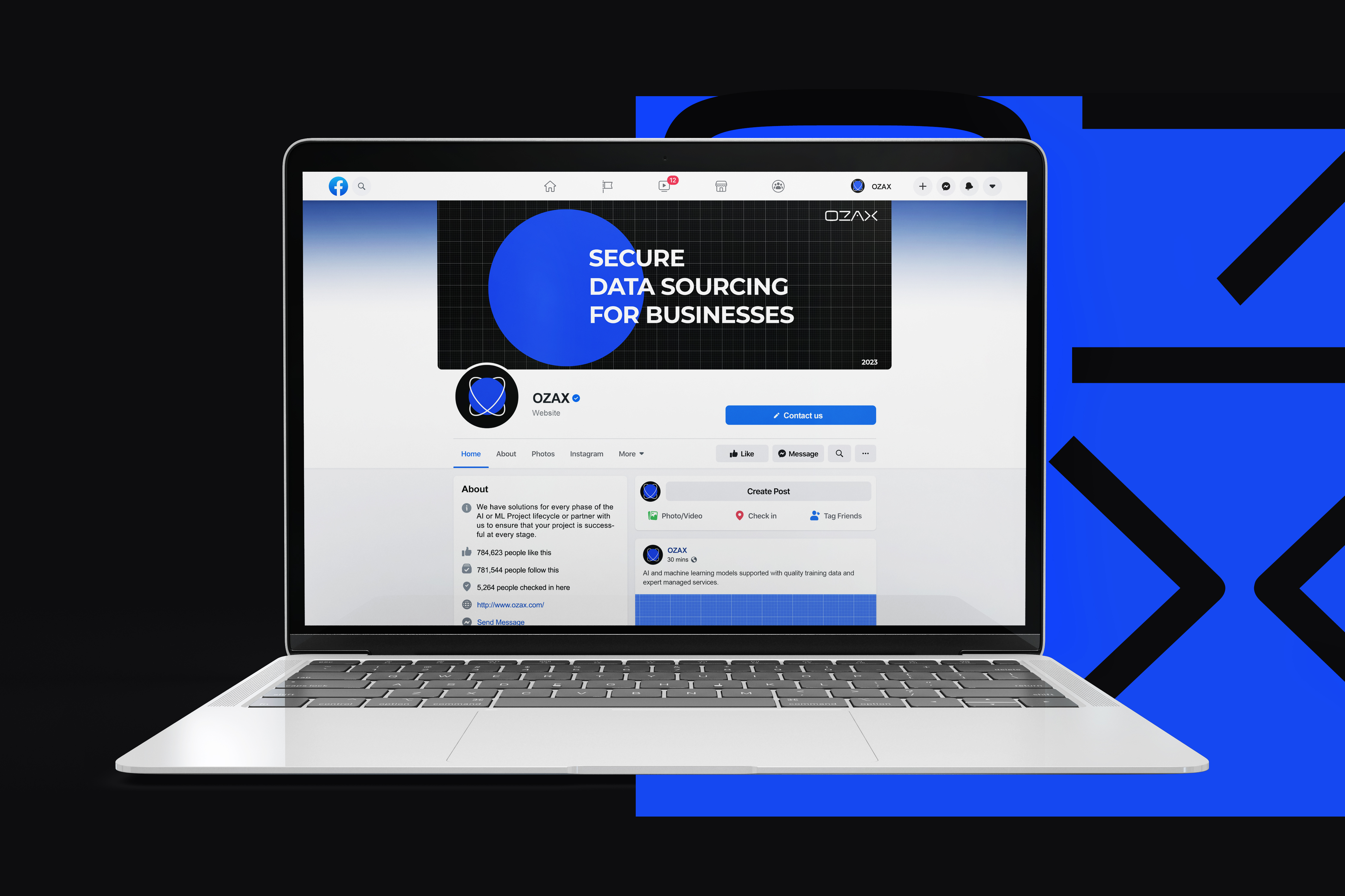 OZAX brand applied across the company's social presence — Secure Data Sourcing for Businesses