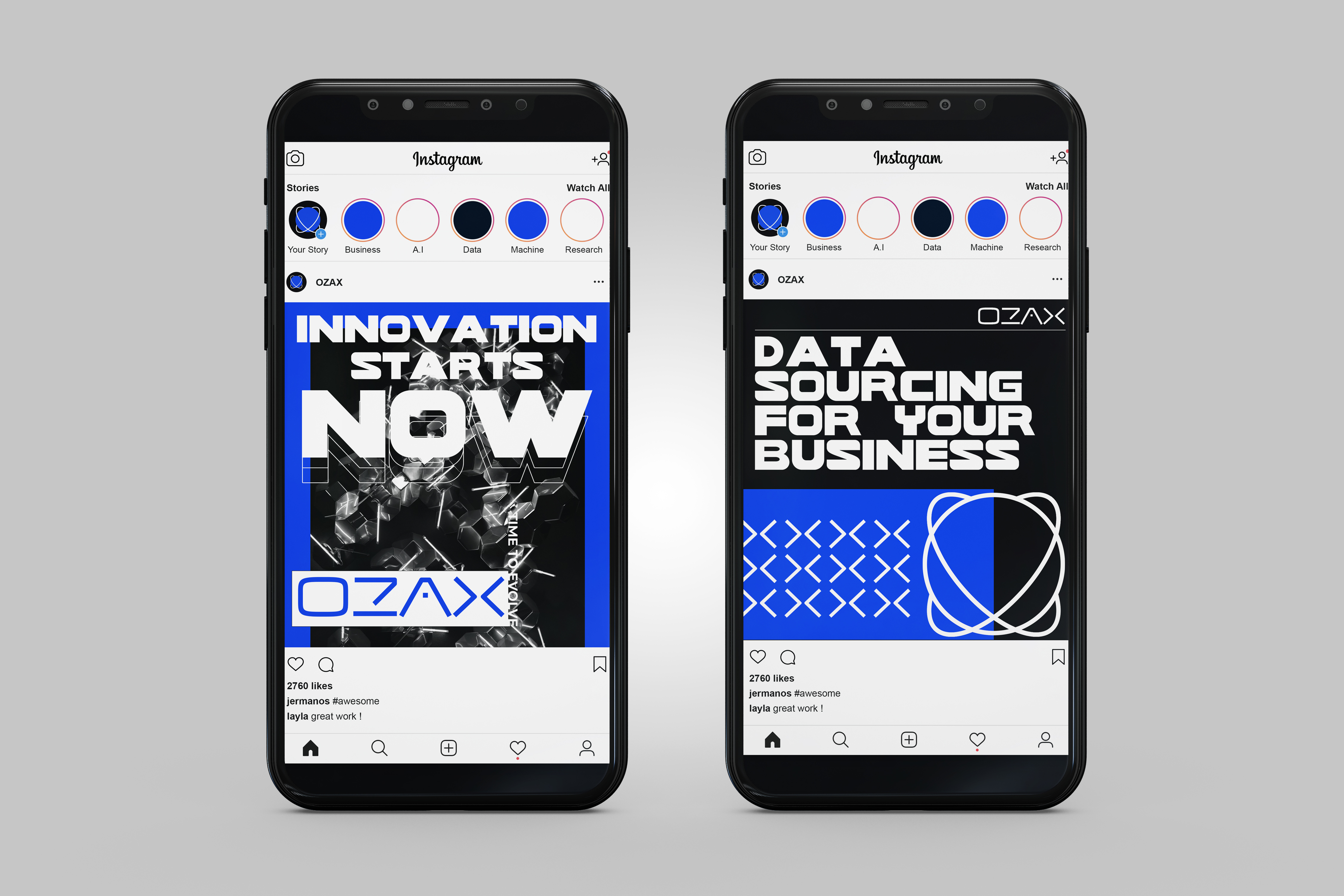 OZAX mobile interface mockup