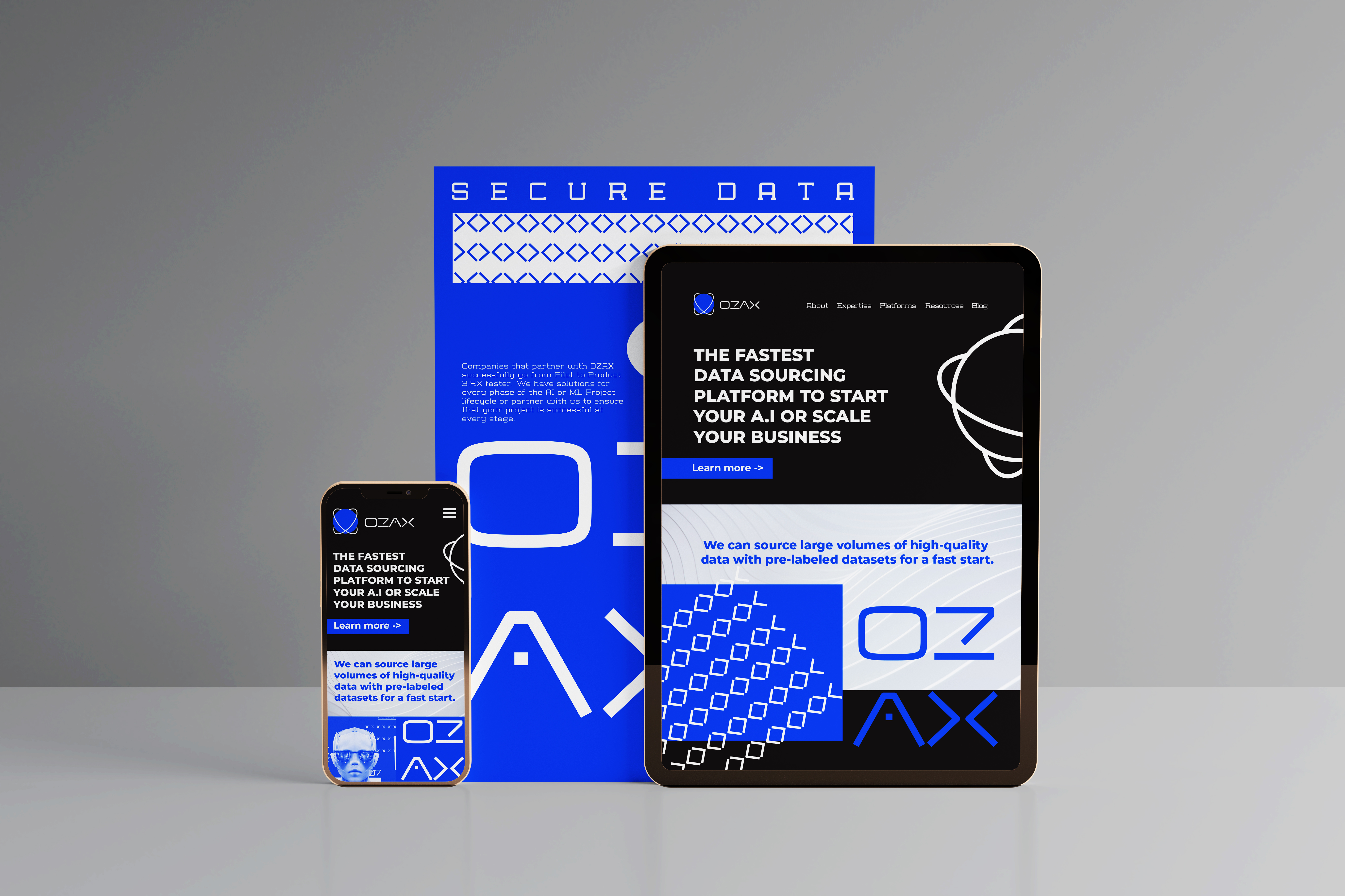 OZAX social media — branded grid system across posts